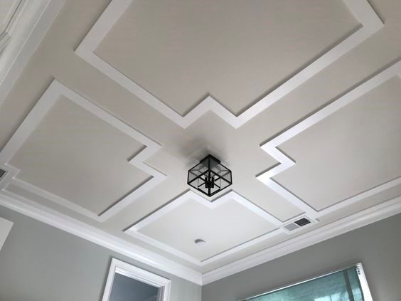 Hall POP ceiling grid with modified corners