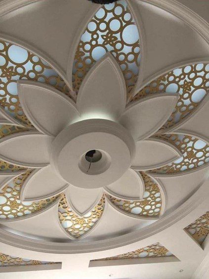 Floral POP ceiling for roof with intricate patterns