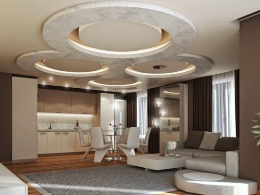 POP ceiling with multiple circular panels