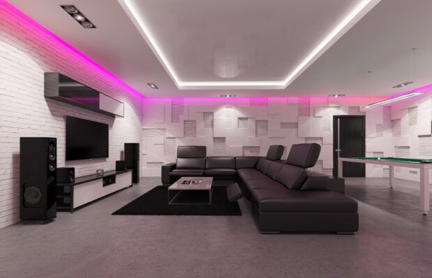 POP ceiling design with neon lights