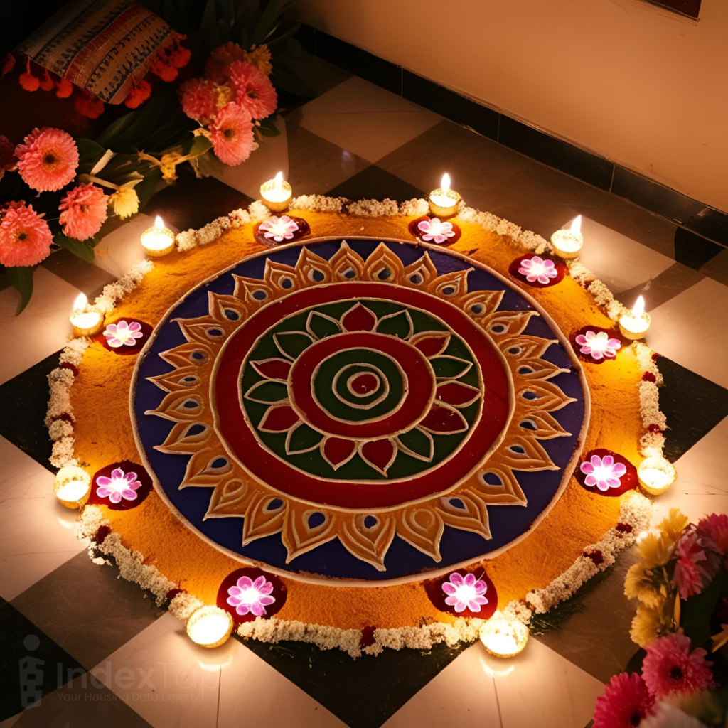 Simple Diya Rangoli Design