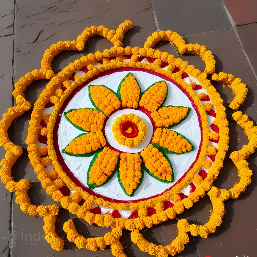 Marigold Flower Rangoli Design