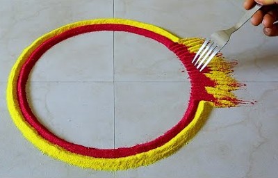 Rangoli using fork